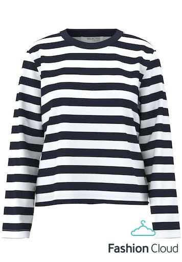 Striped navy boxy tee | Selected Femme