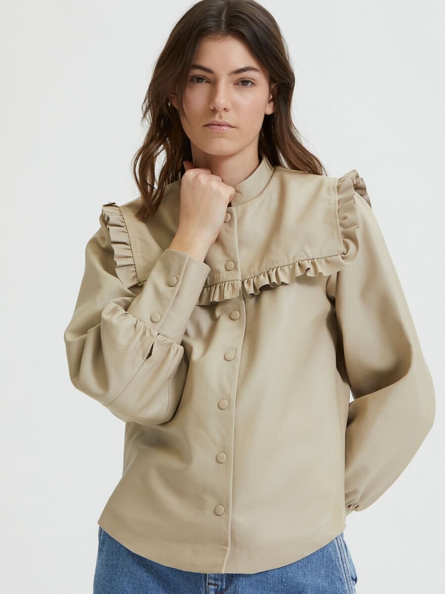 Ruffled leather shirt | Selected Femme