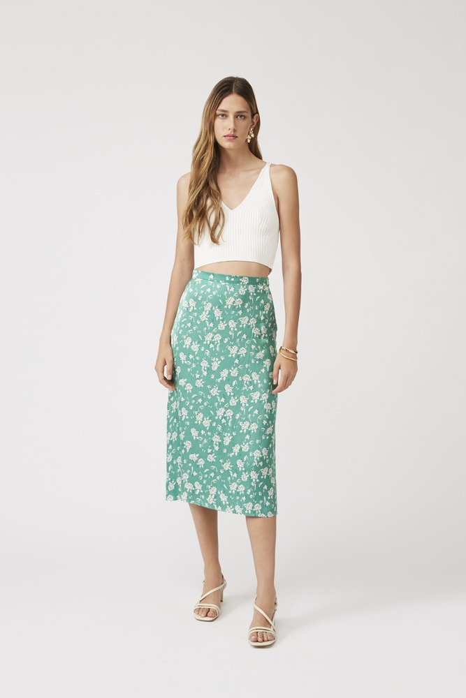 Green floral skirt | Suncoo